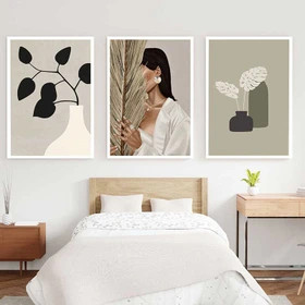 محصول نمونه تستی تابلو سهتکه طرح مینیمال دختر بوهو – قاب PVC با شیشه محافظ